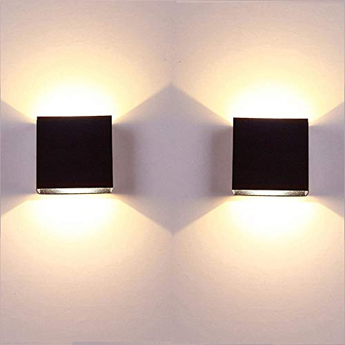Lightess LED Wall Sconce 10W, Set of 2 Modern Wall Lamp Black, Up Down Wall Mount Lights Mini Metal for Living Room Bedroom Hallway Decor, Warm White, O1185TP