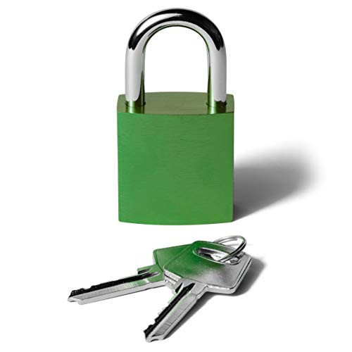 Padlock Aluminum Safety Padlock Keyed Different, Engravable Love Lock (Green)