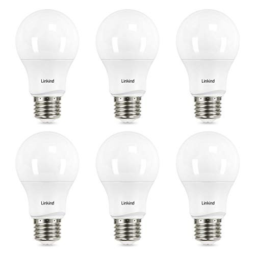Linkind Dimmable A19 LED Light Bulbs, 60 Watt Equivalent, E26 Base, 2700K Soft White, 9.5W 800 Lumens CRI80+ 120V, UL Listed FCC Certified, Energy Star, Pack of 6
