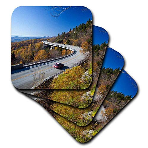 3dRose CST_93223_3 Linn Cove Viaduct, Blue Ridge Parkway, North Carolina US34 CHA0049 Chuck Haney Ceramic Tile Coasters, Set of 4