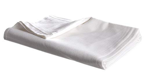 Linteum Textile Cotton Blended Hospital Patient Bath Blanket, Bath Sheet, Lightweight Blanket 70x90 in, 1.75 lb. White