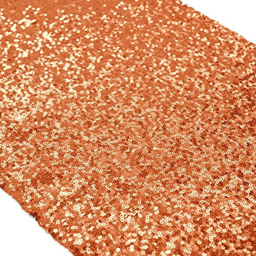 ShinyBeauty Wedding Decor Sequin Table Runner,2pcs Orange-12x72-Inch Party Runner, Table Runner for Party -0719E