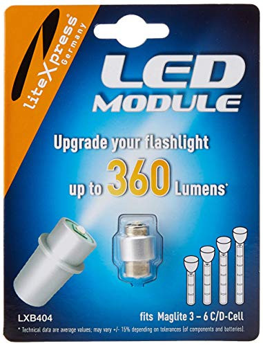 LiteXpress LXB404 LED Upgrade Module, 360 Lumens for 3 - 6 C/D Cell Maglite Torches