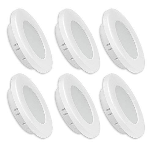 Dream Lighting 12volt LED Interior Downlights, Under Cabinet Lighting for RV Caravan Campervan Boat Ceiling Lighting Fixture-Warm White, White Shell, Pack of 6