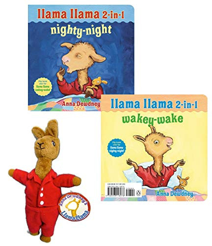Llama Llama 2-in-1: Wakey-Wake / Nighty-Night boardbook by Anna Dewdney and MerryMakers 9.5-Inch Llama Llama Red Pajama Gift Set