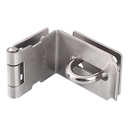 Gizhome 4 Inch Door Hasp Latch 90 Degree, Stainless Steel Safety Right Angle Padlock Hasp Locking Latch Security Door Clasp Hasp Lock Latch for Push/Sliding/Barn Door, 2mm Thick, Brushed Silver