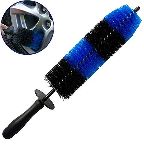 LucklyJone Wheel Brush, Easy Reach Wheel and Rim Car Detailing Brush, Soft Bristle Rim Tire Brush, Multipurpose use for Wheels, Rims, Exhaust Tips, Motorcycles, No Scratches