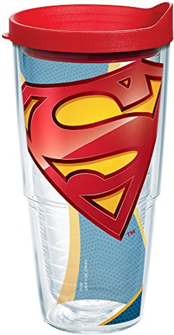 Tervis 1160206 Superman - Logo Tumbler with Wrap and Red Lid 24oz, Clear Tervis 1160206 Superman - Logo Tumbler with Wrap and Red Lid 24oz, Clear