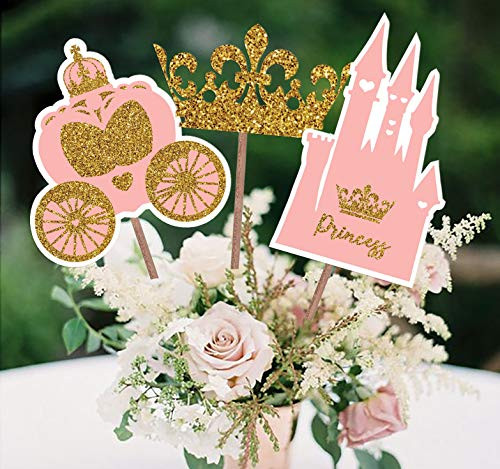 PARTY TARTY-Little Princess Crown -Pink and Gold Princess Centerpiece sticks for Girl Baby Shower or Birthday Party Decor-Table Topper Decorations Kit -Set of 15 Cardstock Pieces PARTY TARTY-Little Princess Crown -Pink and Gold Princess Centerpiece sticks for Girl Baby Shower or Birthday Party Decor-Table Topper Decorations Kit -Set of 15 Cardstock Pieces