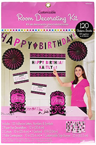 amscan Fancy Black & Pink Customizable Room Decorating Kit Party Supplies