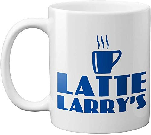 Latte Larry's Coffee Shop Coffee Mug - Funny Cute Graphic Ceramic Coffee Mug Coffee Mugs Tea Cup Fun Novelty Gift 12 oz