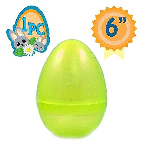 Totem World 6-Inch Jumbo Fillable Plastic Easter Egg Hunt Party Supply - Transparent Yellow Glitter Color Plastic Egg