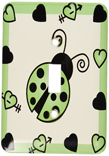 3dRose LLC lsp_12110_1 Love Bugs Green Ladybug with Hearts, Single Toggle Switch