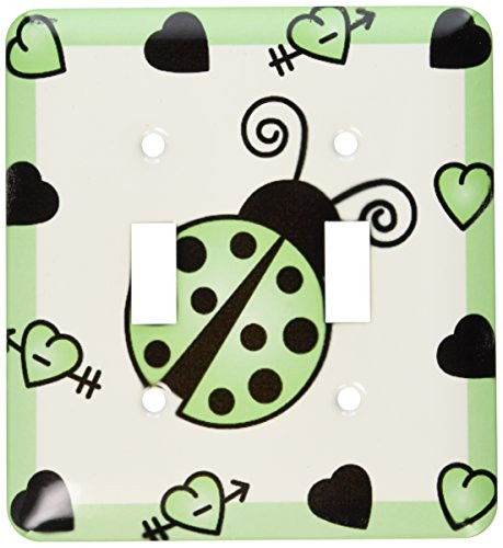 3dRose LLC lsp_12110_2 Love Bugs Green Ladybug with Hearts Double Toggle Switch