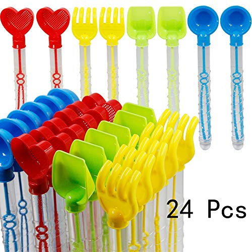 Lulu Home 24 Pack 57Oz Bubble Wands Bulk, Kids Bubbles Stick Bulk, Bubble Party Favors Girls Birthday Party Pack