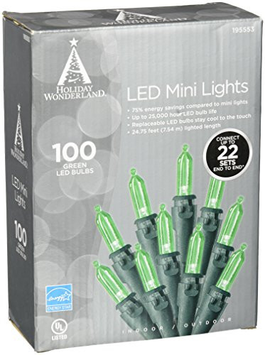 NOMA/INMLITEN-IMPORT 40845-88A 100 Count, Green, LED Traditional Mini Bulb Light Set, 3" Spacing