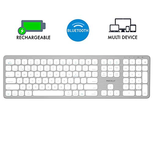 Macally Bluetooth Wireless Keyboard for Mac, iMac, Apple Mac Pro, Mac Mini, MacBook Pro/Air Laptop - Rechargeable Slim Full-Size Mac Wireless Keyboard (BTWKEYMB)