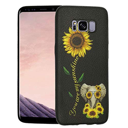Galaxy s8 Case,Sunflower and Cute Elephant Slim Anti-Scratch Shockproof Leather Grain Soft TPU Back Protective Cover Case for Samsung Galaxy S8 2017 (5.8 Inch)