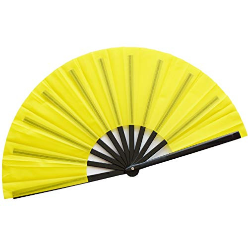 HONSHEN Folding Fan Performance Fan Nylon-Cloth Fan 13 inch (Yellow)