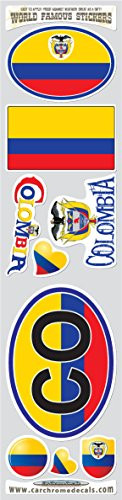 Car Chrome Decals STS-CO Colombia 9 Stickers Set Colombian Flag Decals Bumper stiker car auto Bike Laptop
