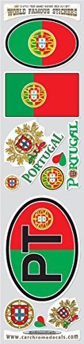 Car Chrome Decals STS-PT Portugal 9 Stickers Set Portugese Flag Decals Bumper car auto Bike Laptop