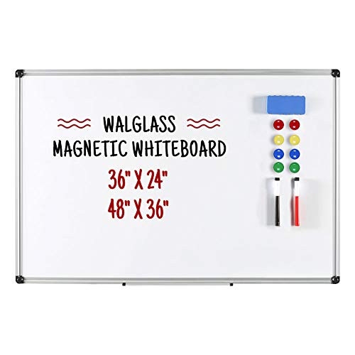 Magnetic Whiteboard Dry Erase Board, 36 x 24 Inches White Board for Home and Office Use, 8 Magnets, 2 Markers, 1 Eraser and Pen Tray, Silver Frame