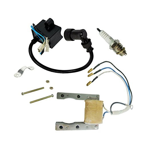 JLD CDI Ignition Coil Motorized Bicycle Magneto Coil Spark Plug for 2 Stroke 48cc 49cc 66cc 80cc Engine Bike Motors