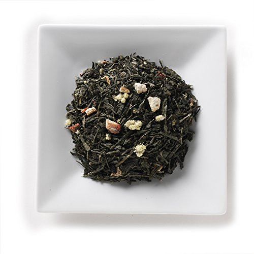 Mahamosa Strawberry Orange Sencha Tea 2 oz - Loose Leaf Flavored Green Tea Blend (with green tea, flavoring, orange peel, mountain everlasting, freeze-dried strawberry pieces)