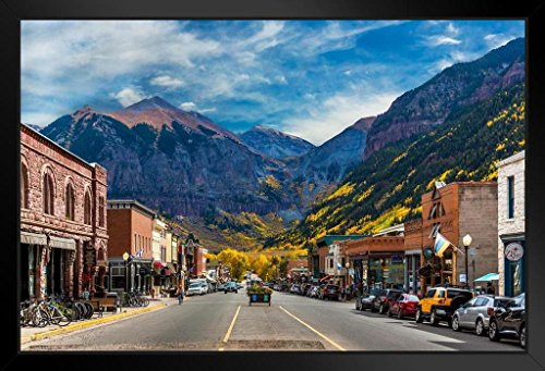 Main Street Telluride Colorado Photo Black Wood Framed Art Poster 20x14