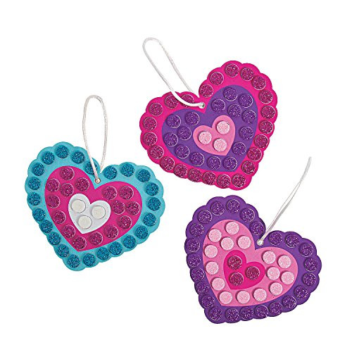 Glitter Mosaic Heart Ornament Craft Kit -12 - Crafts for Kids and Fun Home Activities