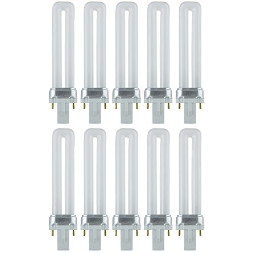 Sunlite PL7/SP41K 10PK 2-Pin Fluorescent 7W 4100K Cool White U Shaped PL CFL Twin Tube Plugin Light Bulbs with G23 Base (10 Pack)