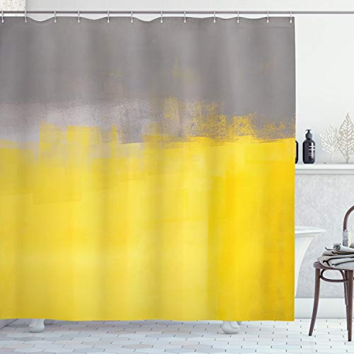 Ambesonne Grey and Yellow Shower Curtain, Grunge Street Style Painting Brush Print Ombre Design Illustration, Cloth Fabric Bathroom Decor Set with Hooks, 70" Long, Dimgray Yellow Ambesonne Grey and Yellow Shower Curtain, Grunge Street Style Painting Brush Print Ombre Design Illustration, Cloth Fabric Bathroom Decor Set with Hooks, 70" Long, Dimgray Yellow