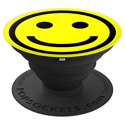 Happy Bright Yellow Smiley Face PopSockets Grip and Stand for Phones and Tablets