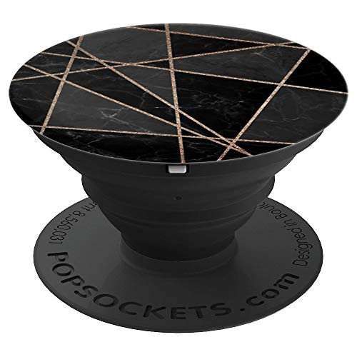 Black Marble Shattered Gold Lines -Grey Marble PopSockets Grip and Stand for Phones and Tablets