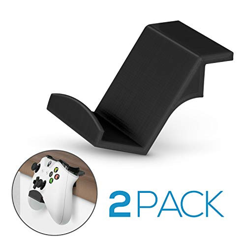 Game Controller Desktop Stand Holder (2 Pack) for XBOX ONE 360 SWITCH PS4 STEAM PC NINTENDO, Universal Gamepad Accessories - No screws, Stick on, Black By Brainwavz