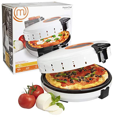 MasterChef Pizza Maker- Electric Rotating 12 Inch Non-stick Calzone Cooker - Countertop Pizza Pie and Quesadilla Oven w Adjustable Temperature Control