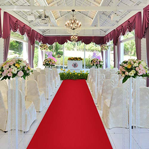 HAISEN Wedding Runner 100ft Solid Aisle Runners for Outdoor Weddings Decorations Red