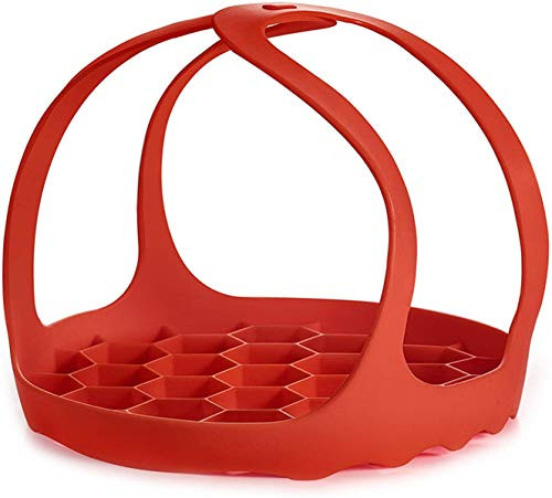 Pressure Cooker Sling bakeware sling for instant pot Lifter BPA-Free Silicone Egg Steamer Rack Anti-scalding Steamer Insert (Red)