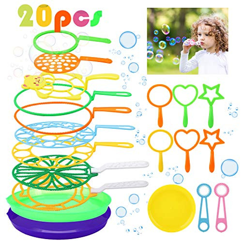 Fansport Big Bubble Wands Set Bubble Party Pack Bulk, Funny Bubble Toy Bubble Making Toys for Outdoor, Big Bubble Wands Bulk for All Age People Bubbles Party Favors Supplies