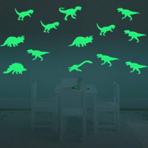 ALLICERE 9 Pcs 3D Glow in The Dark Luminous Dinosaurs Wall Stickers Removable Wall Decals for Baby Kids Children's Room Bedroom Home Decor