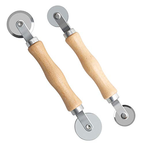 YiePhiot Screen Rolling Tool-2PCS Screen Spline Repair Roller Tool for Installing Window and Door Screens with Wooden Handle and Steel Bearing Wheel