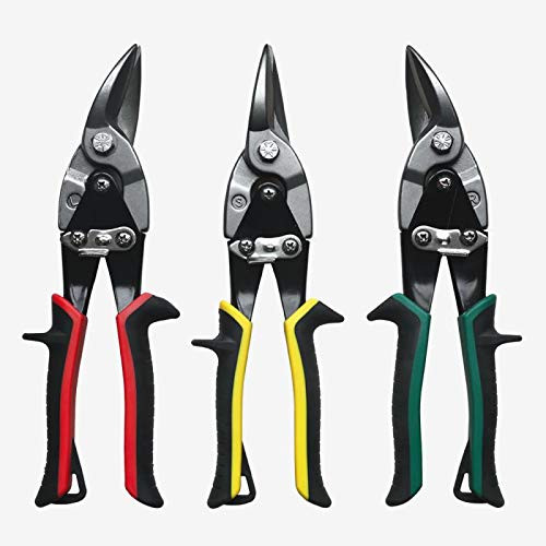 Metal Shears Aviation Snip Set 3 Pack Snips Cutters - Left, Right and Straight Metal Cutting Shears - Snips for Sheet Metal -Cutting Pliers Snip