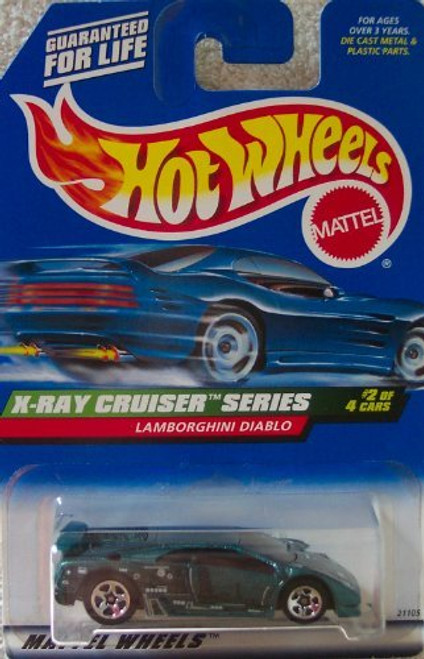Mattel Hot Wheels 1999 1:64 Scale X-Ray Cruiser Series Dark Teal green Lamborghini Diablo Die Cast Car 2/4 Mattel Hot Wheels 1999 1:64 Scale X-Ray Cruiser Series Dark Teal green Lamborghini Diablo Die Cast Car 2/4