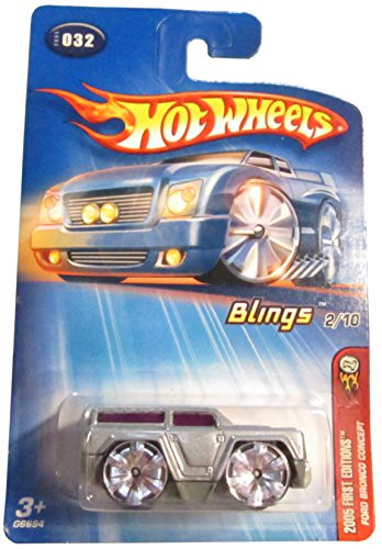Hot Wheels Mattel 2005 First Editions 1:64 Scale Blings Silver Ford Bronco Concept Die Cast Car #032