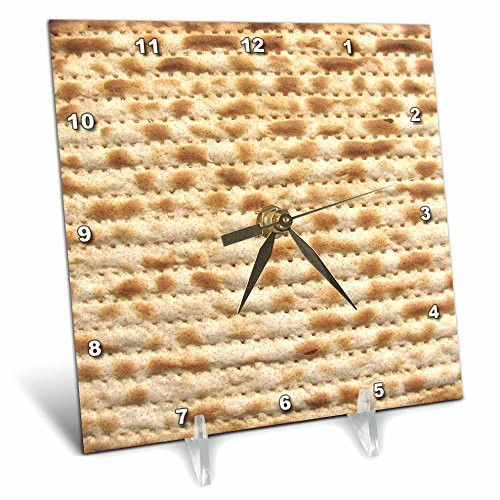 3dRose dc_112943_1 Matzah Bread Texture Photo for Passover Pesach Funny Jewish Humor Humorous Matzo Judaism Food Desk Clock, 6 by 6"