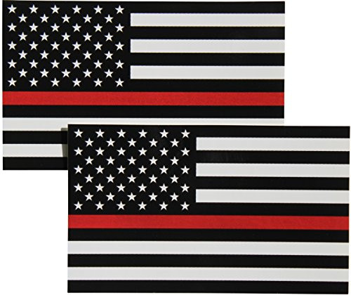 Thin Red Line Flag Decal - 3x5 in. Black White and Red American Flag Sticker for Cars Trucks and SUVs - In Support of Firefighters and EMTs (2-Pack) Thin Red Line Flag Decal - 3x5 in. Black White and Red American Flag Sticker for Cars Trucks and SUVs - In Support of Firefighters and EMTs (2-Pack)