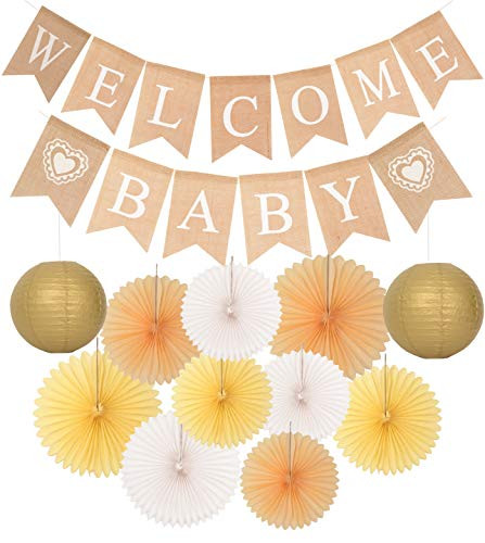 Welcome Baby Party Decoration | Rustic Welcome Baby Burlap Banner | Baby Shower Decorations | Burlap Banner Welcome Baby | Gender Reveal Boy Girl Party Supplies by MEANT2TOBE