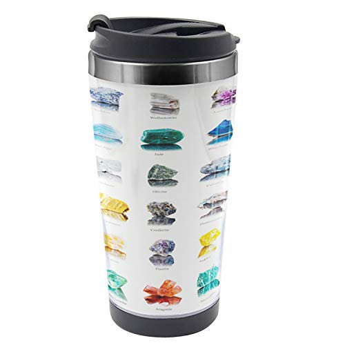 Ambesonne Gemstone Travel Mug, Mineral Geology Theme, Steel Thermal Cup, 16 oz, Orange Teal