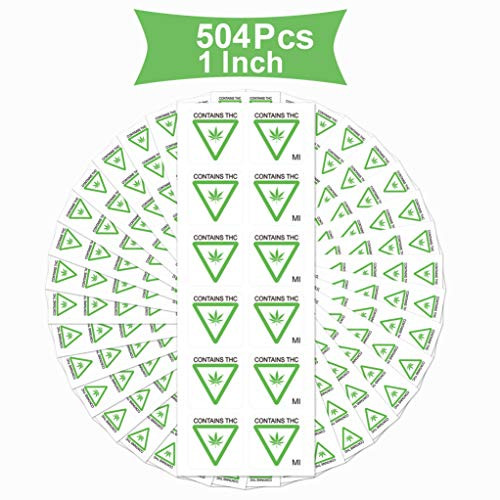 1 Inch Medical Warning Labels Square Green Contains Warning Stickers - 504 Adhesive Warning Stickers/Pack (Green, 1 Inch)