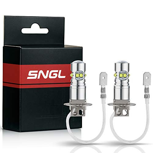 SNGL H3 Super Bright CREE LED DRL Fog Light bulbs - Plug-and-Play - 6000K Cool White (Pack of 2)